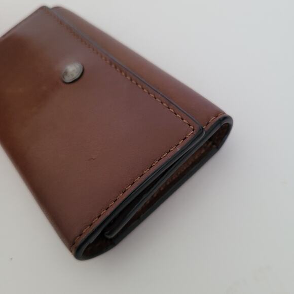 Coach Wallet Key Case Trifold Holder Solid Brown Geniue Smooth Leather Classic - Picture 9 of 11